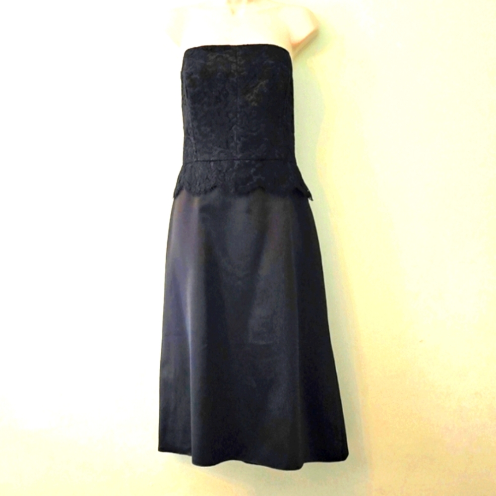 Jim Hjelm Occasion Lace & Satin Black Strapless Dress Size 18